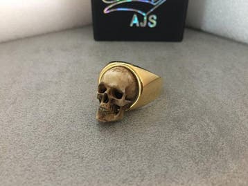 AJS Uniek Zeldzaam Handgemaakt Memento Mori Latijnse Schedel