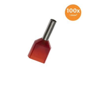 Dubbele Adereindhuls Geïsoleerd 1mm² Rood 100 stuks, Ophalen of Verzenden, Nieuw