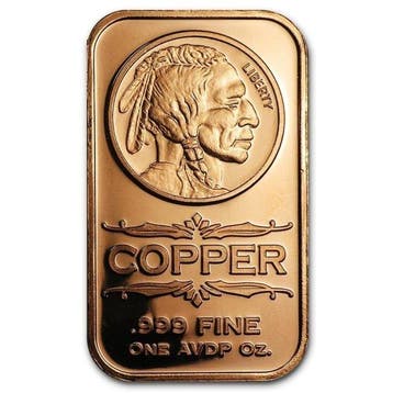 1 Troy Ounce - Koper .999 - 10 x 1 oz Indian Head .999 Fine, Postzegels en Munten