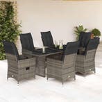 vidaXL 7-delige Tuinset met kussens poly rattan grijs, Verzenden, Tuinset
