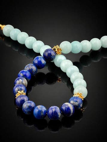 Collier Lapis-Lazuli Angélite - Argent sterling 925 - Bijoux
