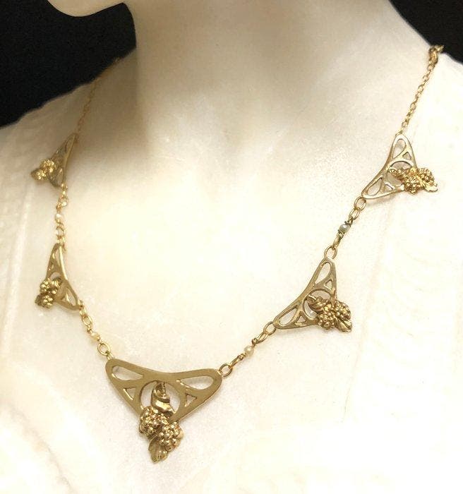 Sans prix de réserve - Collier - 18 carats Or jaune Perle -, Bijoux, Sacs & Beauté, Colliers