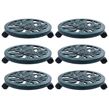 vidaXL Plantentrolleys 6 st 38 cm kunststof groen, Tuin en Terras, Verzenden, Nieuw