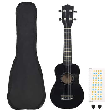 vidaXL Ukuleleset met tas voor kinderen sopraan 23 zwart, Verzenden, Nieuw