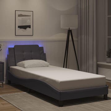 vidaXL Bedframe met LED zonder matras Zadar grijs 90x200, Verzenden