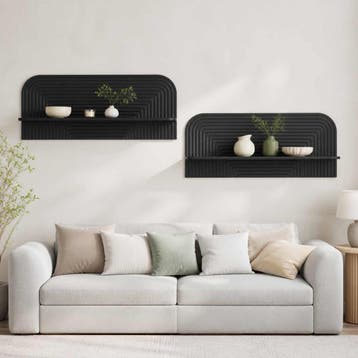 vidaXL Wandplank 2 st Zwart 102 x 13.5 x 37.5 cm Bewerkt, Verzenden, Nieuw