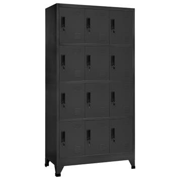 vidaXL Lockerkast 90x45x180 cm staal antracietkleurig, Verzenden