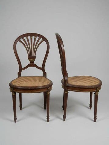 Stoel (2) - Paar 19e-eeuwse Franse mahonie stoelen in Louis