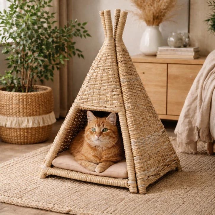 Kattenmand tipi met kussen - 40 x 40 x 70 cm, Animaux & Accessoires, Accessoires pour chats, Envoi