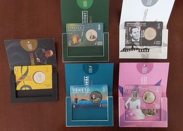 Italie. 5 Euro 2021/2023 (5 coincards) (Sans prix de, Postzegels en Munten