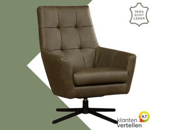 Leren draaifauteuil Central - Rancho Green (olijf/groen), Ophalen of Verzenden
