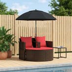 vidaXL Tuin Sofa Bruin en Rood 168 x 168 x 180 cm poly, Tuin en Terras, Ligbedden, Verzenden, Nieuw