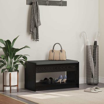 vidaXL Hallenbank Zwarte Eik 83 x 38 x 45 cm Geengineerd, Verzenden