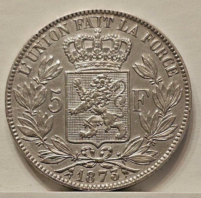 België. Leopold II. 5 Francs 1873 (Zonder minimumprijs), Timbres & Monnaies, Monnaies | Pays-Bas