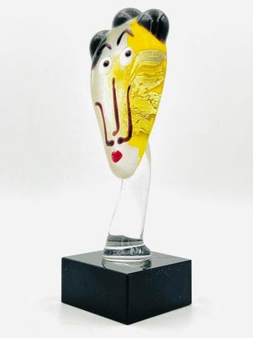 Handmade Murano glass - Sculpture, Faccia picasso - 8 cm -, Antiek en Kunst