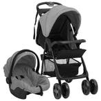 vidaXL Kinderwagen 3-in-1 staal lichtgrijs en zwart, Kinderen en Baby's, Verzenden, Nieuw