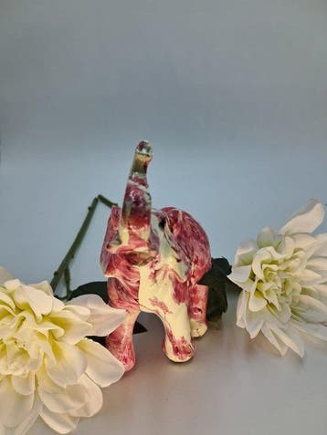 Figuur - Elefante Decorativo in Resina – Scultura Rosa con