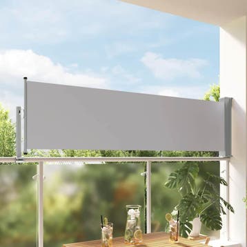 vidaXL Tuinscherm uittrekbaar 80x300 cm grijs, Verzenden, Nieuw