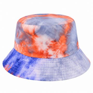 Bucket Hat Hoedje – Tie-Dye Print – Blauw Oranje, Nieuw