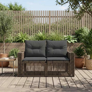 vidaXL Tuin Sofa 2-Aantal zitplaatsen Grijs poly rattan, Tuin en Terras, Verzenden, Nieuw