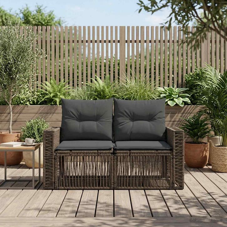 vidaXL Tuin Sofa 2-Aantal zitplaatsen Grijs poly rattan, Tuin en Terras, Tuinsets en Loungesets, Nieuw, Verzenden