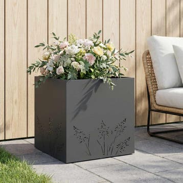 vidaXL Plantenbak Antraciet 50 x 50 x 49 cm Koudgewalst, Tuin en Terras, Verzenden, Nieuw