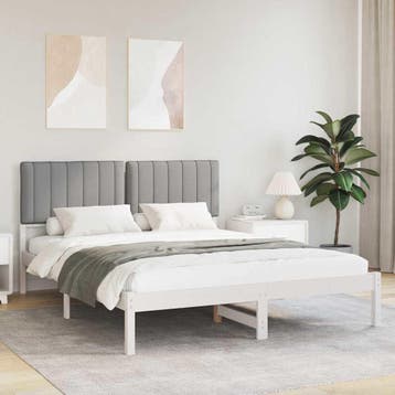vidaXL Bedframe met Gevoerde Hoofdbord Lichtgrijs 160 x 200, Verzenden, Nieuw