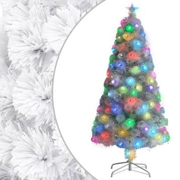 vidaXL Kunstkerstboom met verlichting 120 cm glasvezel wit, Verzenden, Nieuw