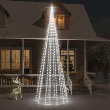 vidaXL Vlaggenmast kerstboom 732 LEDs koudwit 500 cm, Verzenden, Nieuw