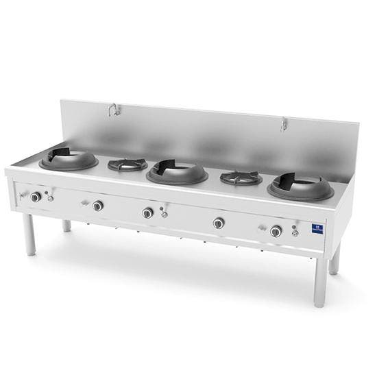 Wokbrander | Gas | 3 Branders + 2 Soep Branders | 3x 27kW +, Zakelijke goederen, Horeca | Keukenapparatuur, Nieuw in verpakking