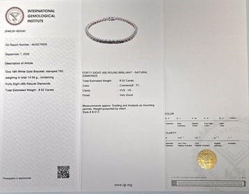 Bracelet de tennis - 18 carats Or blanc - 8.92ct. tw.