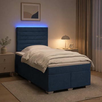 vidaXL Boxspringbed met matras met hoofdeinde Blauw 120 x, Verzenden