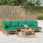 vidaXL 7-delige Loungeset met kussens bamboe groen, Verzenden, Loungeset