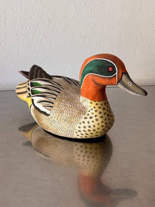 Lokeend - Elegante Anatra Decoy 24 cm ( Alzavola Comune), Antiquités & Art, Curiosités & Brocante