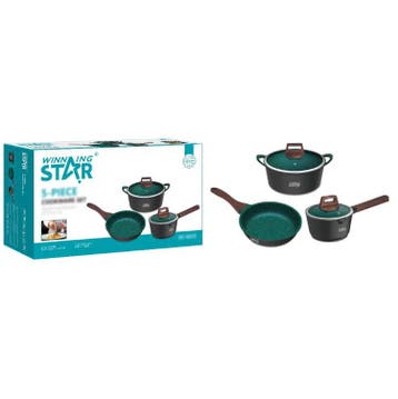 Elegante 5-delige Gietaluminium Anti-aanbak Pannenset Met, Ophalen of Verzenden, Nieuw
