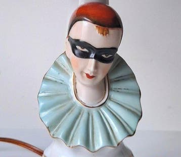 Tafellamp - Porselein, Goud verguld - Vintage