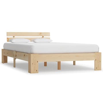 vidaXL Bedframe met hoofdbord massief grenenhout wit 140x200, Verzenden