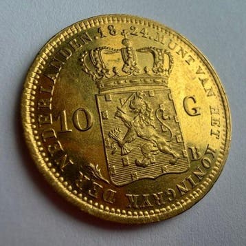 Nederland. Willem I. 10 Gulden 1824 geslagen met een, Postzegels en Munten, Munten | Nederland