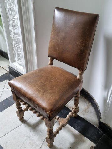 Polsterstuhl – Barock-Stil Stuhl – Holz mit Lederbezug und