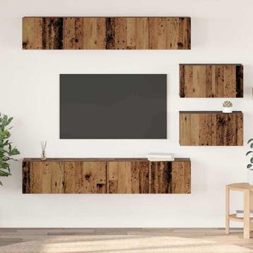 vidaXL Tv-meubelset 6 st Oud Hout Bewerkt hout, Huis en Inrichting, Verzenden, Nieuw