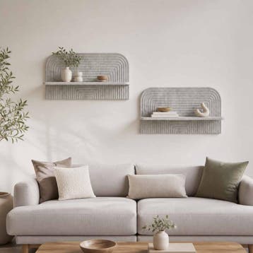 vidaXL Wandplank 2 st Betongrijs 80,5 x 13,5 x 37,5 cm, Verzenden, Nieuw
