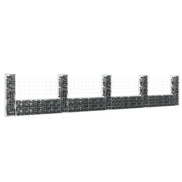 vidaXL Schanskorf U-vormig met 5 palen 500x20x100 cm ijzer, Verzenden