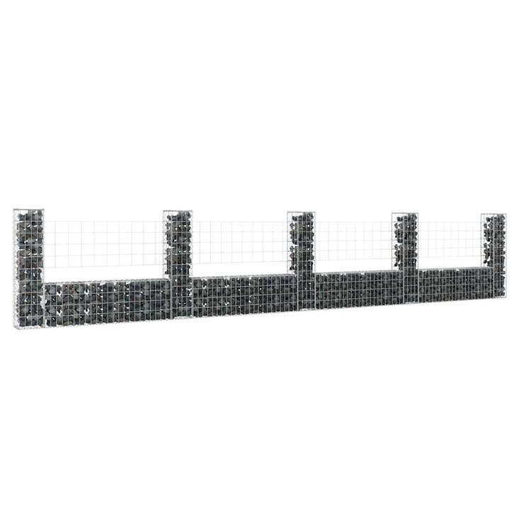 vidaXL Schanskorf U-vormig met 5 palen 500x20x100 cm ijzer, Tuin en Terras, Tuinhekken en Hekwerk, Nieuw, Verzenden