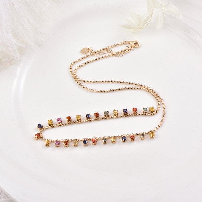 Zonder minimumprijs - Halsketting Zilver - Sapphire,, Handtassen en Accessoires, Kettingen