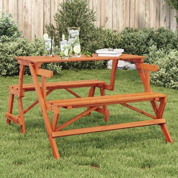 vidaXL Picknicktafel met banken 2-in-1 ombouwbaar massief, Verzenden