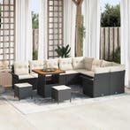vidaXL Tuinbank Set met kussen 12 pcs Zwart poly rattan, Verzenden, Nieuw