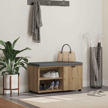 vidaXL Hallenbank Artisan Eik 80 x 38 x 46 cm Geengineerd, Verzenden