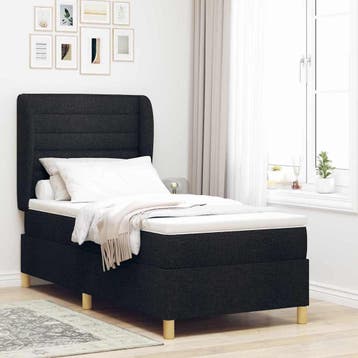 vidaXL Boxspring bed met matras met hoofdeinde Zwart 200 x, Verzenden