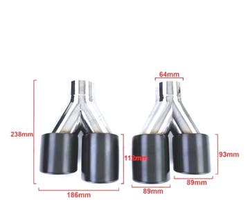 EMBOUT D´ÉCHAPPEMENT UNIVERSEL 4 X 89MM ACIER INOXYDABLE NOI, Verzenden