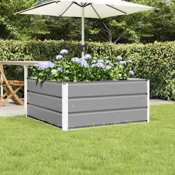 vidaXL Plantenbak Lichtgrijs 100 x 100 x 45 cm Staal, Verzenden